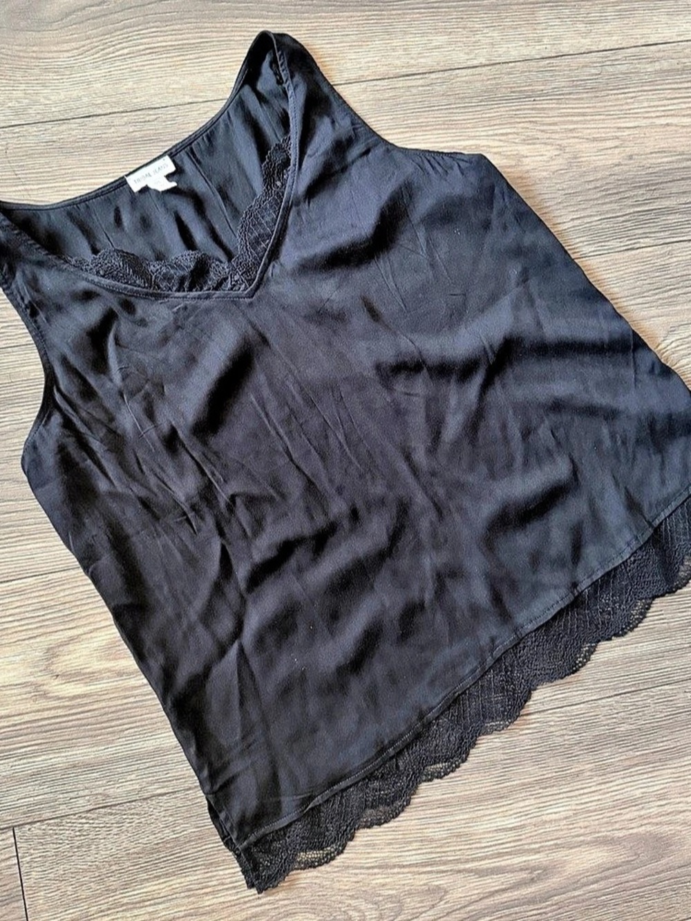 Tribal Jeans Black Lace Hem Tank Top